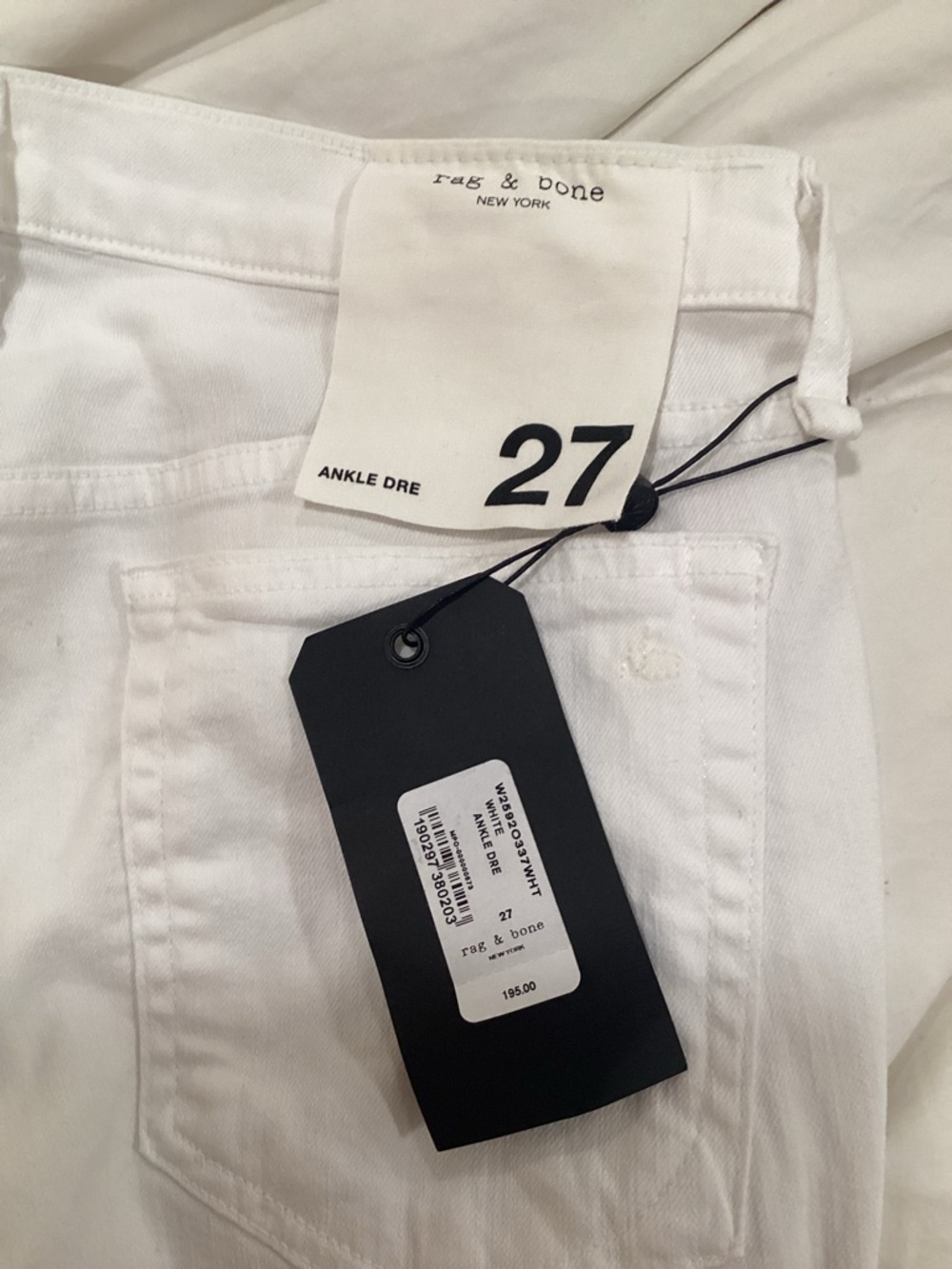 Rag & Bone white cropped Raw hem “The Dre” Jeans 27 w Stretch NWT - Picture 4 of 12